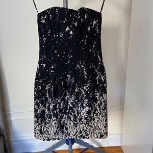 NWT H$M Strapless Black & White Flare Dress